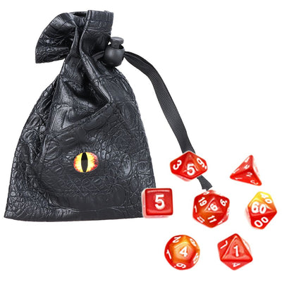 Dragon Eye Storage Pouch & Gaming Dice | 7pc Set