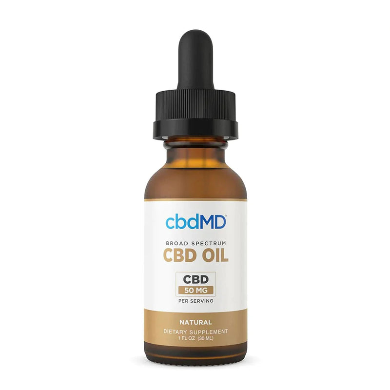 cbdMD Broad Spectrum CBD Oil Drops - Natural Flavor (750MG - 7500MG) - Headshop.com