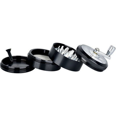 Piranha RETRO Clear Crank Top Aluminum Grinder | 4pc | 2.5" - Headshop.com