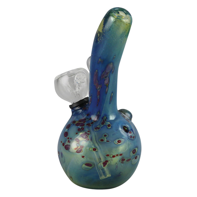 Double Glass Water Pipe- 5.25" / Grommet / Blue w/ Red Spots - Headshop.com