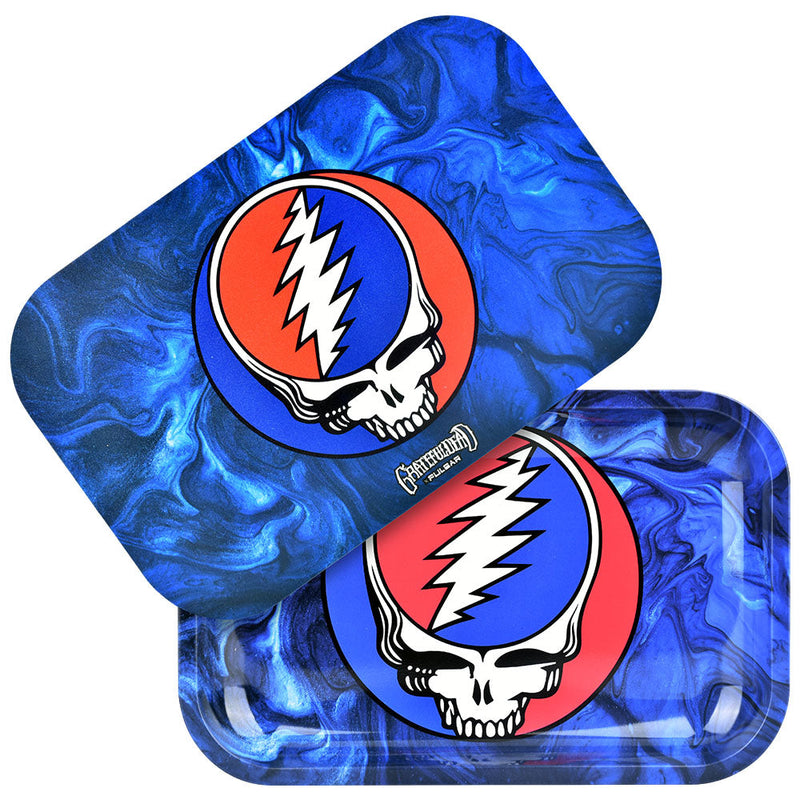 Grateful Dead x Pulsar Rolling Tray Kit | 11"x7" | Steal Your Face Swirls - Headshop.com