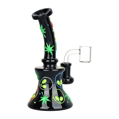 420 Alien Glow In The Dark Glass Dab Rig - 6.5" / 14mm F - Headshop.com