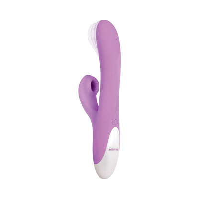 Evolved Super Sucker Rechargeable Thumping Suction Silicone Dual Stimulator Purple