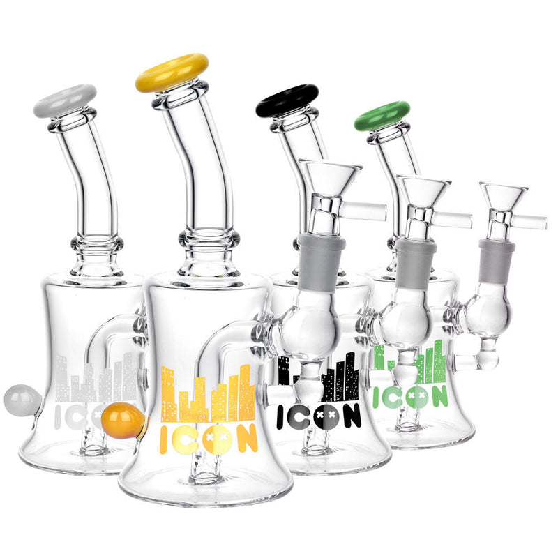 Diamond Glass Icon Baggins Water Pipe- 7"/14mm F/Colors Vary - Headshop.com