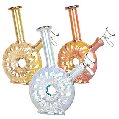 Electroplated Donut Glass Water Pipe - 6.75" / 14mm F - Headshop.com