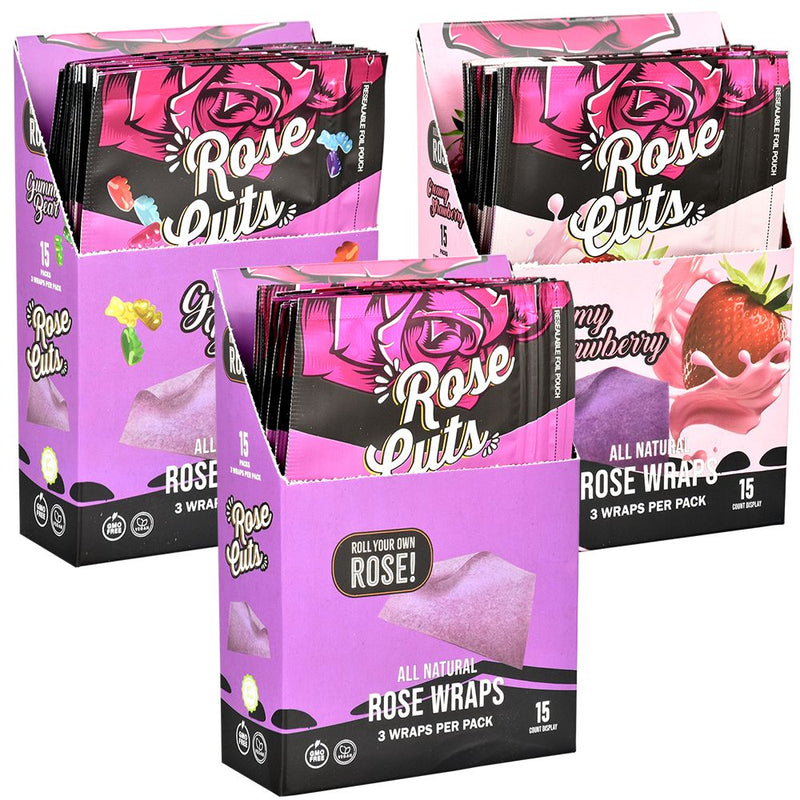 Rose Cuts Purple Rose Wraps | 3pc | 15pk Display - Headshop.com