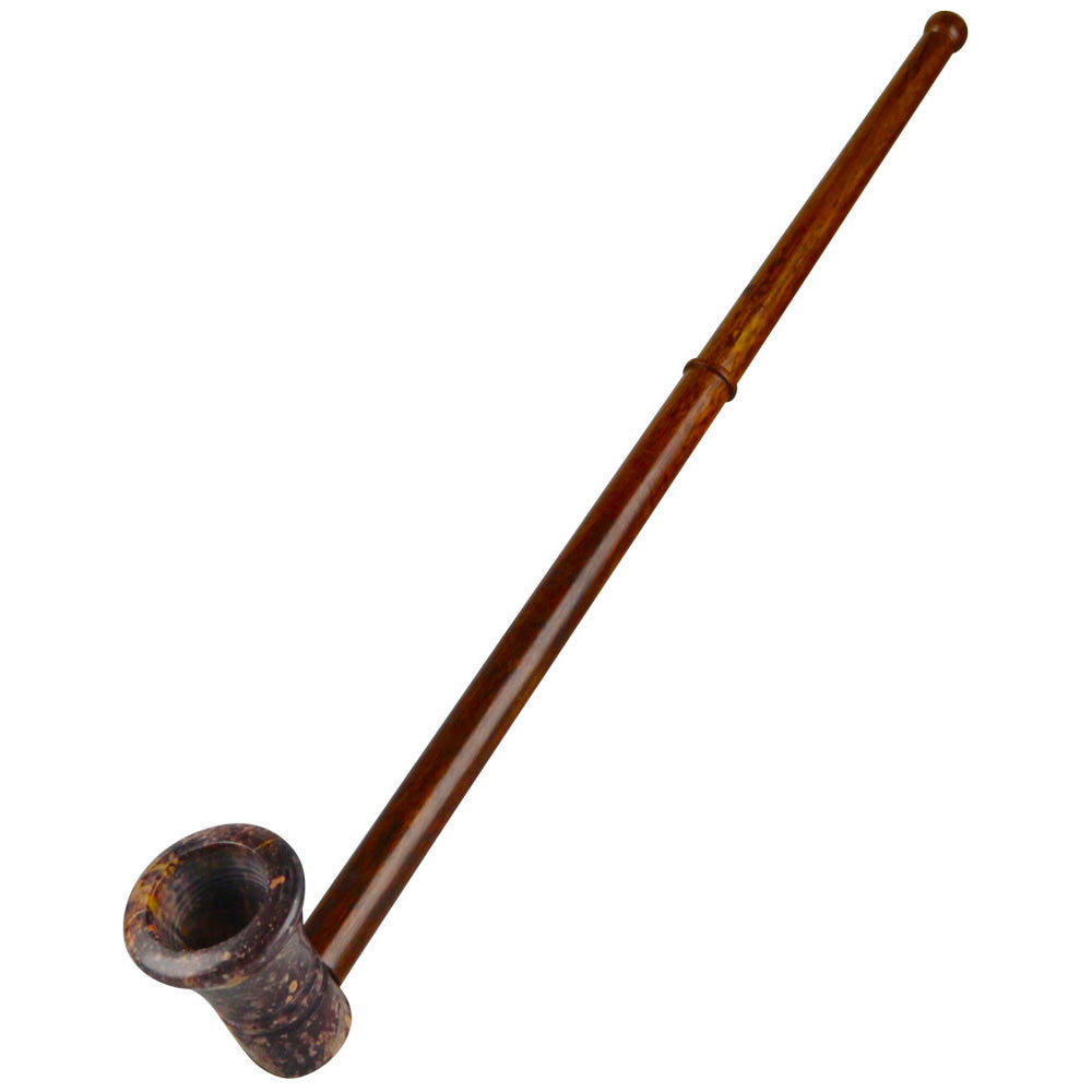 Stone Bowl Pipe w/ Long Wood Mouthpiece – Headshop.com