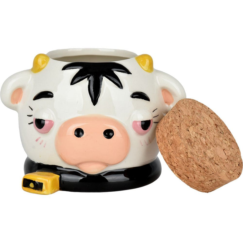 Stoned Cow Ceramic Stash Jar - 3.5"