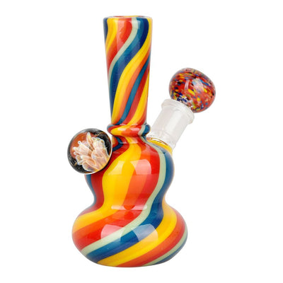 Flowering Rainbow Swirl Glass Water Pipe - 6" / 14mm F - Headshop.com