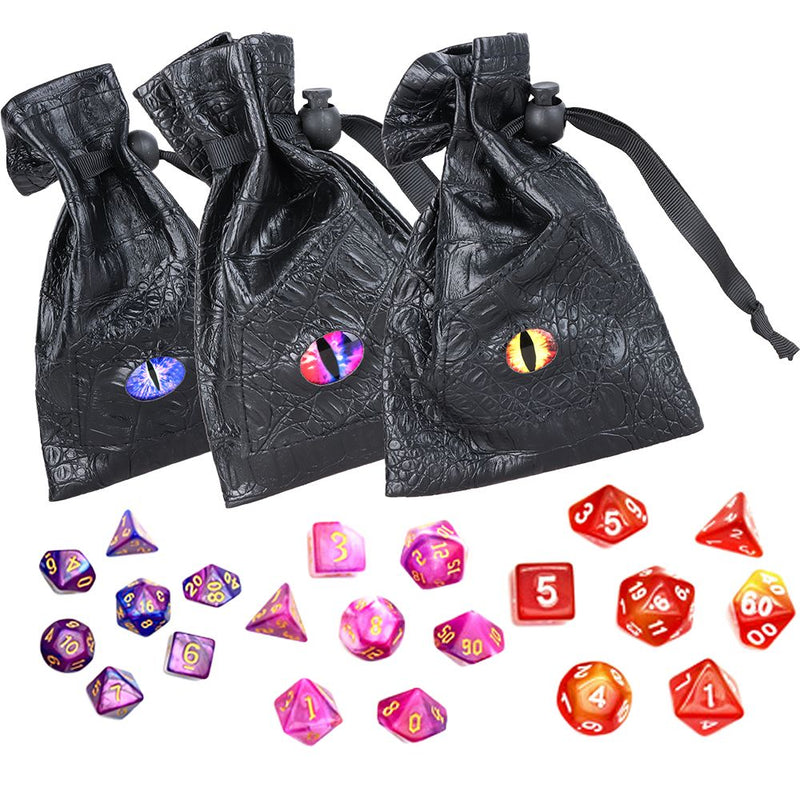 Dragon Eye Storage Pouch & Gaming Dice | 7pc Set