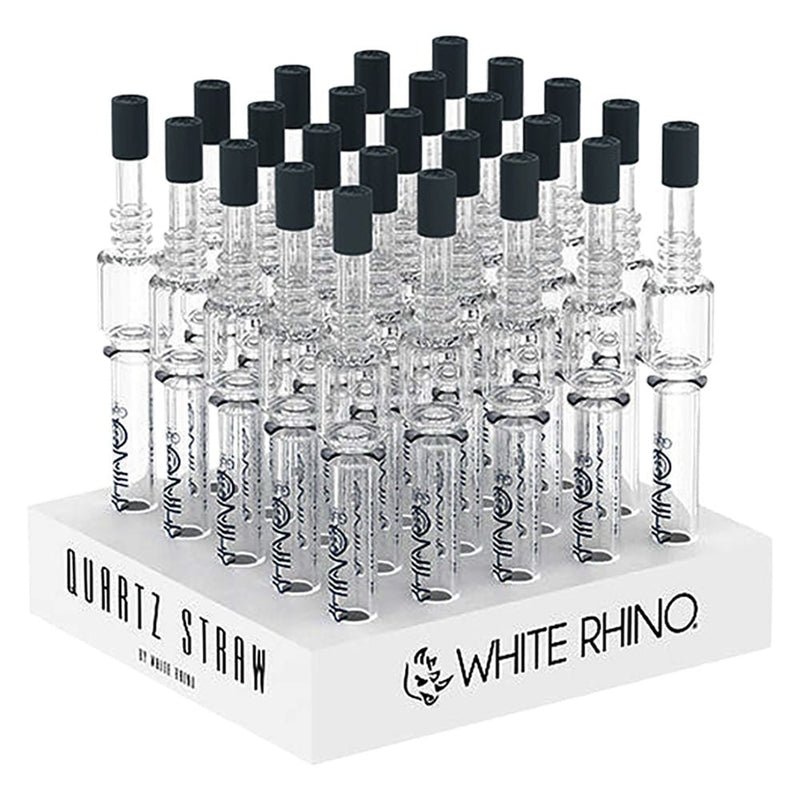 White Rhino Quartz Dab Straw V4 w/ Silicone Cap - 5" 25ct