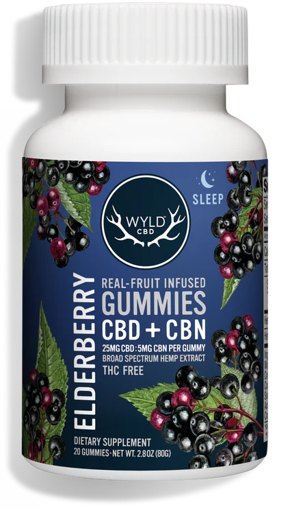 WYLD CBD Real Fruit Infused CBD + CBN Sleep Elderberry Gummies - Headshop.com