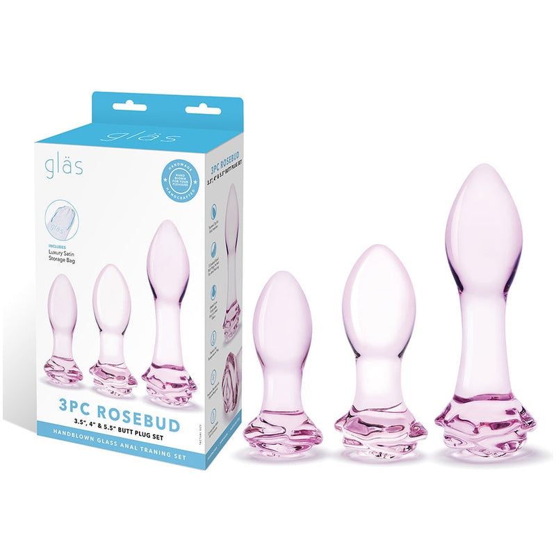 Glas Rosebud 3-Piece Glass Anal Plug Set