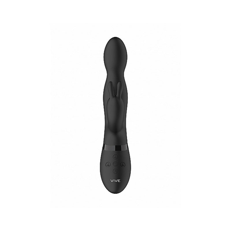 VIVE NIVA Rechargeable 360° Rotating Silicone Rabbit Vibrator Black