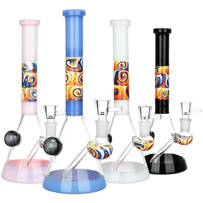 Serenity Wig Wag Dichro Ball Water Pipe | 10" | 14mm F | Colors Vary - Headshop.com