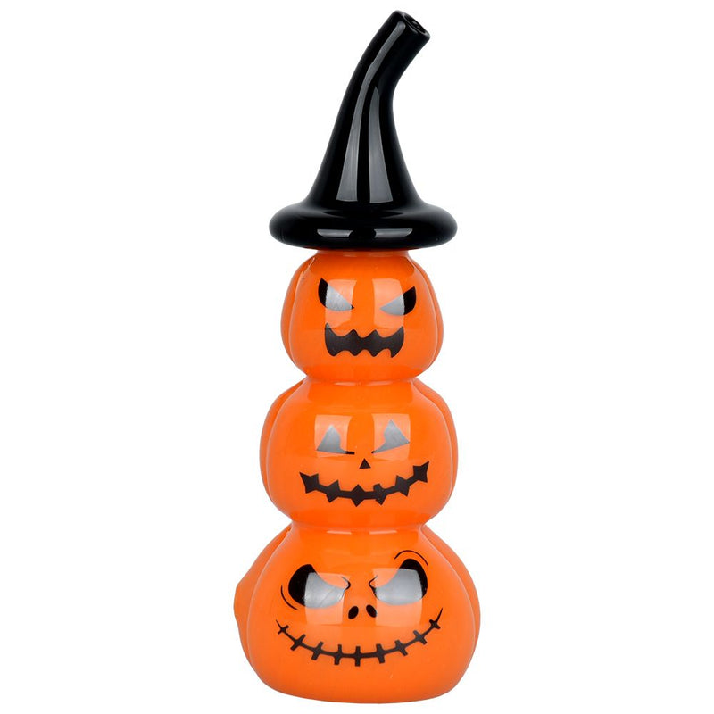 Stacked Jack-O-Lantern Glass Hand Pipe - 5"