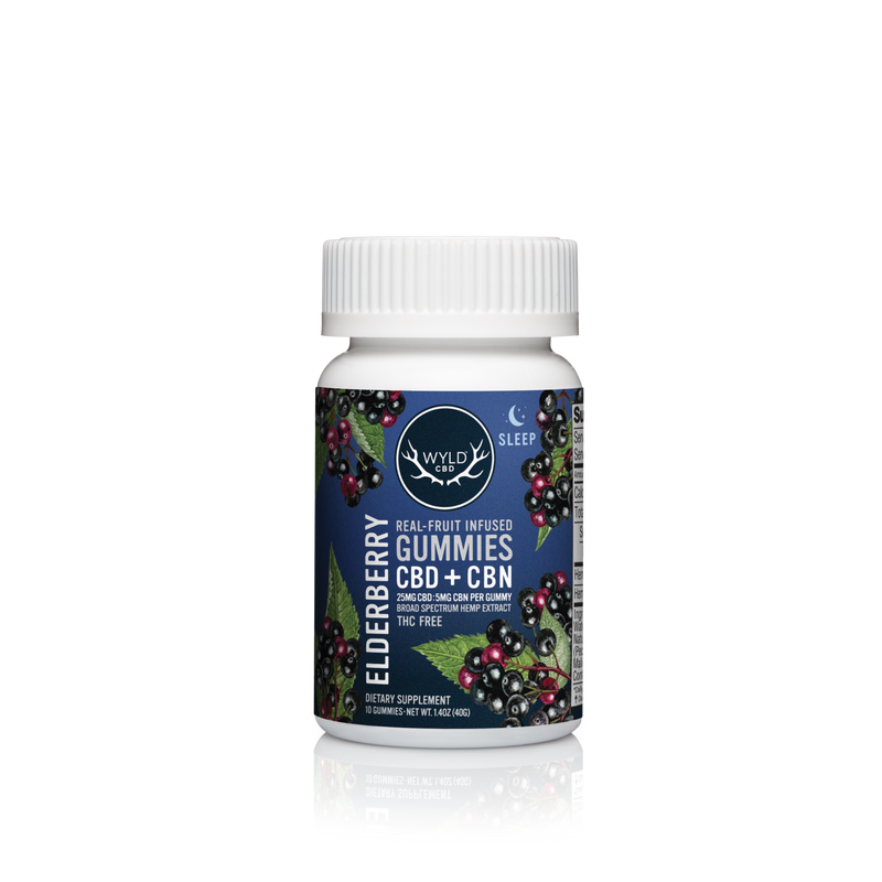 WYLD CBD Real Fruit Infused CBD + CBN Sleep Elderberry Gummies - Headshop.com