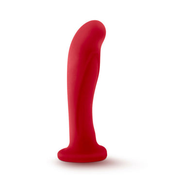 Temptasia Jezebel 6 in. Curved Silicone Dildo with Heart-Shaped Suction Cup Crimson