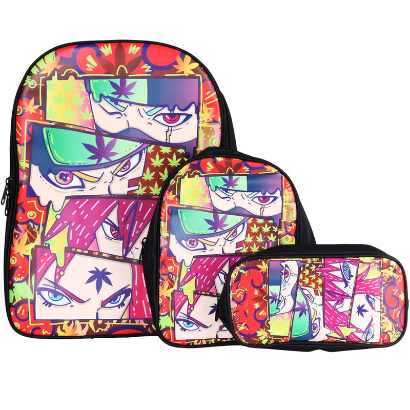 Dabtized Smoker Anime Backpack & Zipper Pouch | 3pc Set | 14" x 16.5"