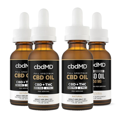 cbdMD Full Spectrum CBD Oil Tinctures - Natural - Headshop.com