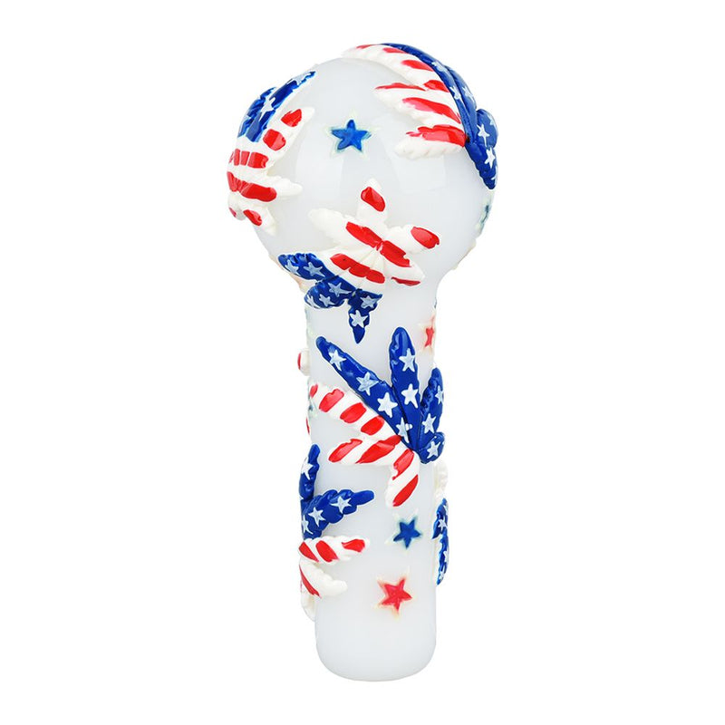 Patriot Leaf Glow In The Dark Glass Spoon Pipe - 5" - Headshop.com