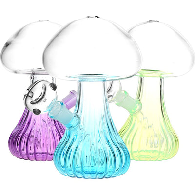 Pluming Mushroom Glass Water Pipe - 7" / 14mm F / Colors Vary - Headshop.com