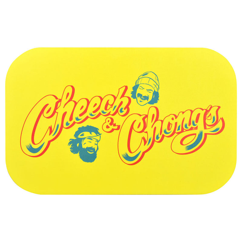 Cheech & Chong x Pulsar Metal Rolling Tray W/ Lid - Yellow Logo / 11" x 7" - Headshop.com