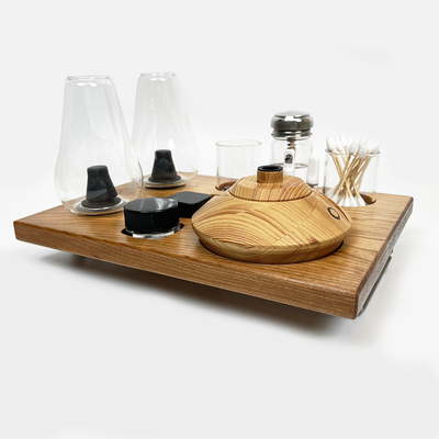 Zenco Sipping Vaporizer Basic All  Wood Tray for Organizing Your Dab Session with ISO Dispenser and Swab Jar - Headshop.com