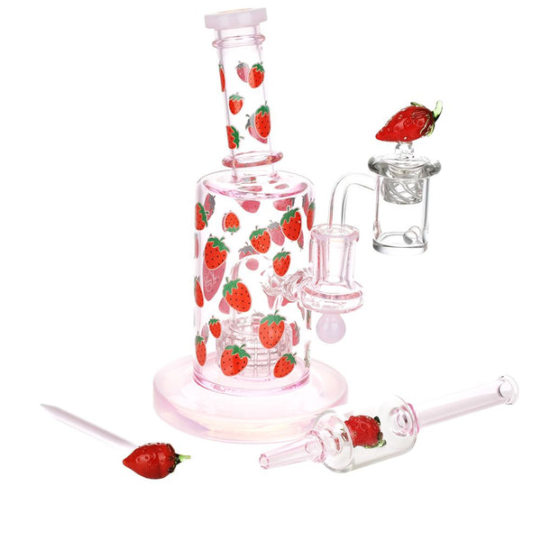 Pulsar Strawberry Cough Glow In The Dark Dab Rig Kit - 8" / 14mm F