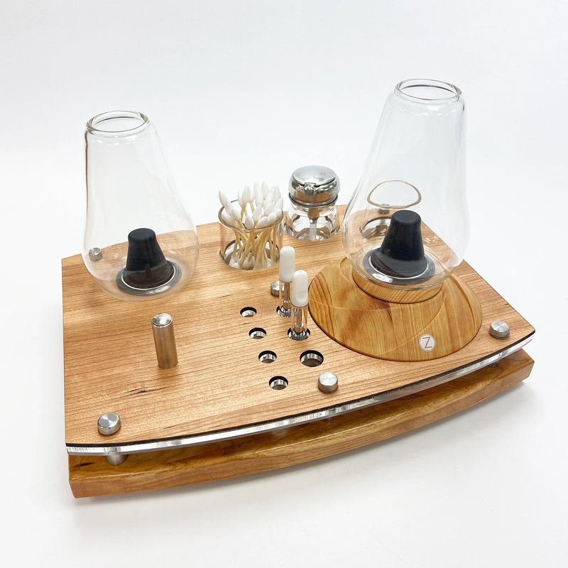 The Zenco Drinking Glass Vaporizer Organizing Tray For Duo or Flow and Cleaning Station with ISO Pump and Swab Jar - Headshop.com