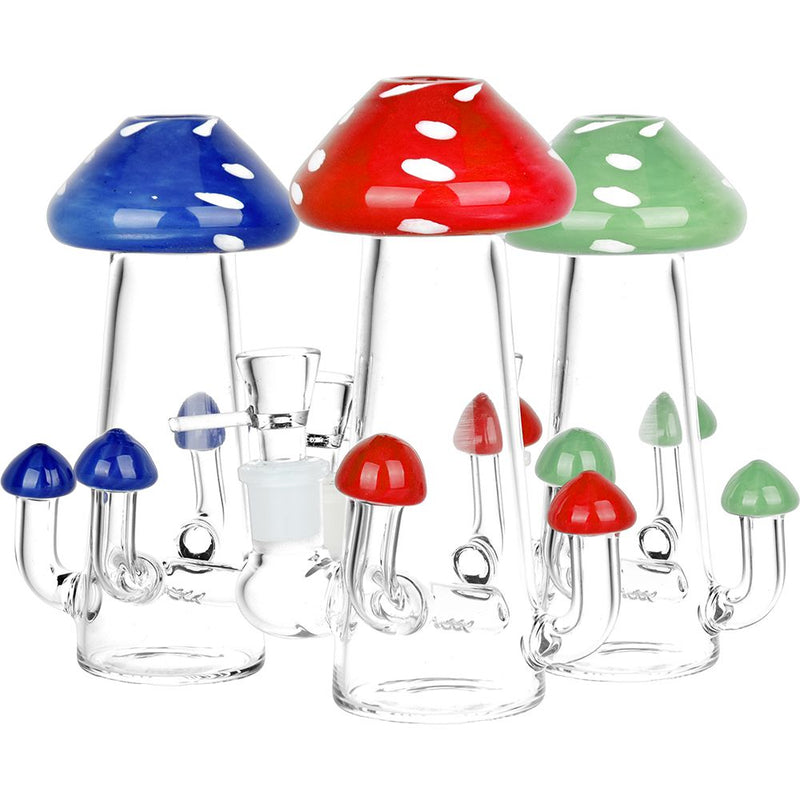 Old School Toadstool Glass Water Pipe - 6" / 14mm F / Colors Vary - Headshop.com