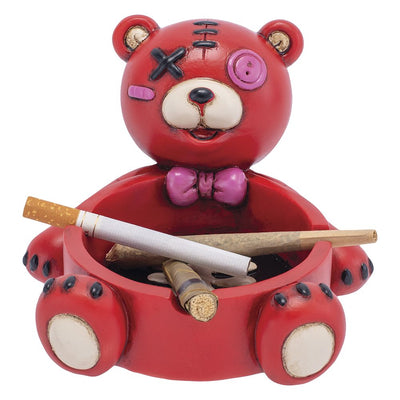 Fujima Zombie Bear Polyresin Ashtray - Red / 5.75"x4.9" - Headshop.com