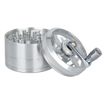 Piranha RETRO Clear Crank Top Aluminum Grinder | 4pc | 2.5" - Headshop.com