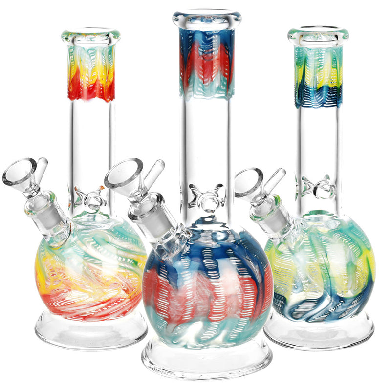 Raked Bubble Bottom Water Pipe - 8.25"/14mm F/Colors Vary - Headshop.com