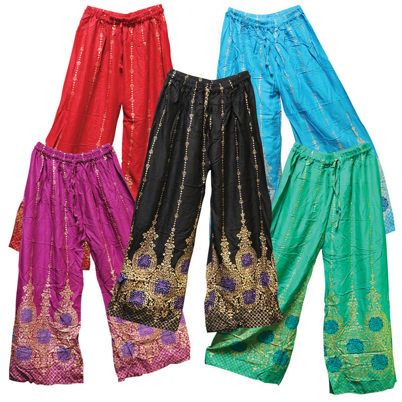 Palazzo Pants w/ Gold Color Print - 37" / Colors Vary - Headshop.com