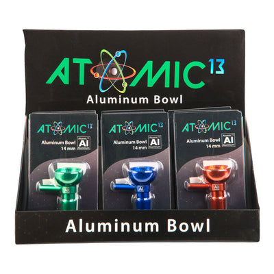 12PC DISPLAY - Atomic 13 Aluminum Herb Slide - 14mm M / Assorted Colors