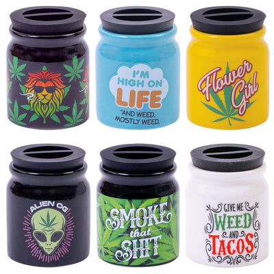 12PC DISP - Fujima Stash It! Ceramic Storage Jars - 3"/Asst - Headshop.com