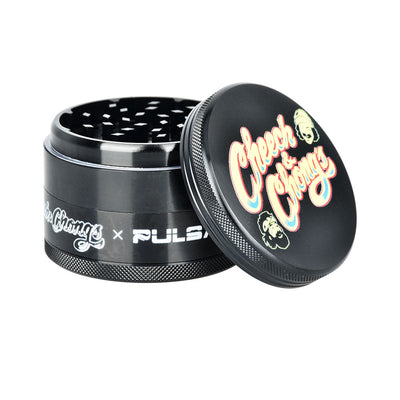 Cheech & Chong's™ x Pulsar Black Metal Grinder | 4pc | 2.5" - Headshop.com