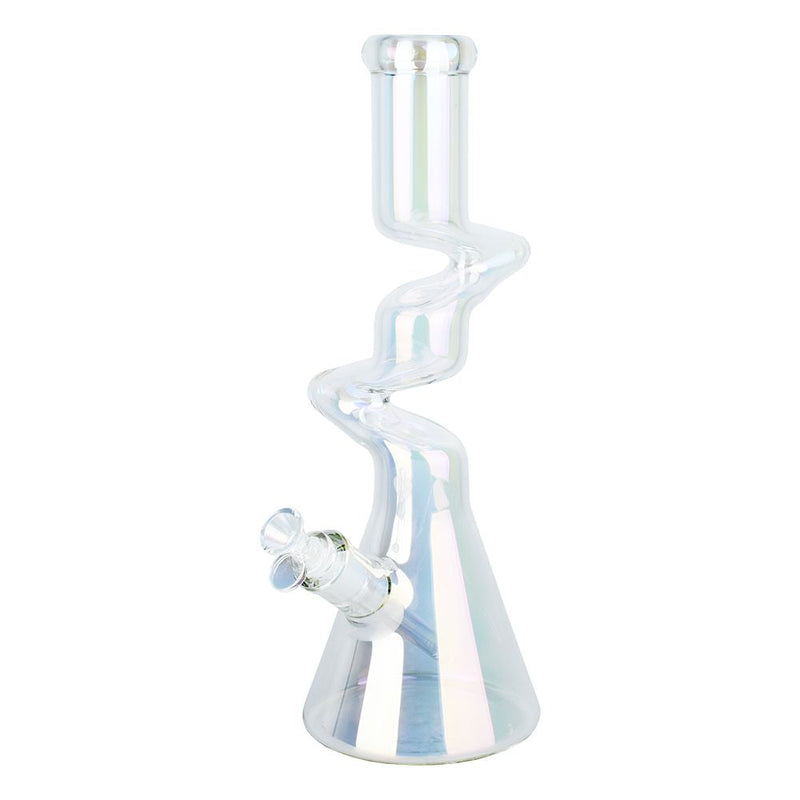 Twisty Tunnel Electroplated Glass Water Pipe - 14.75" / 14mm F / Colors Vary - Headshop.com