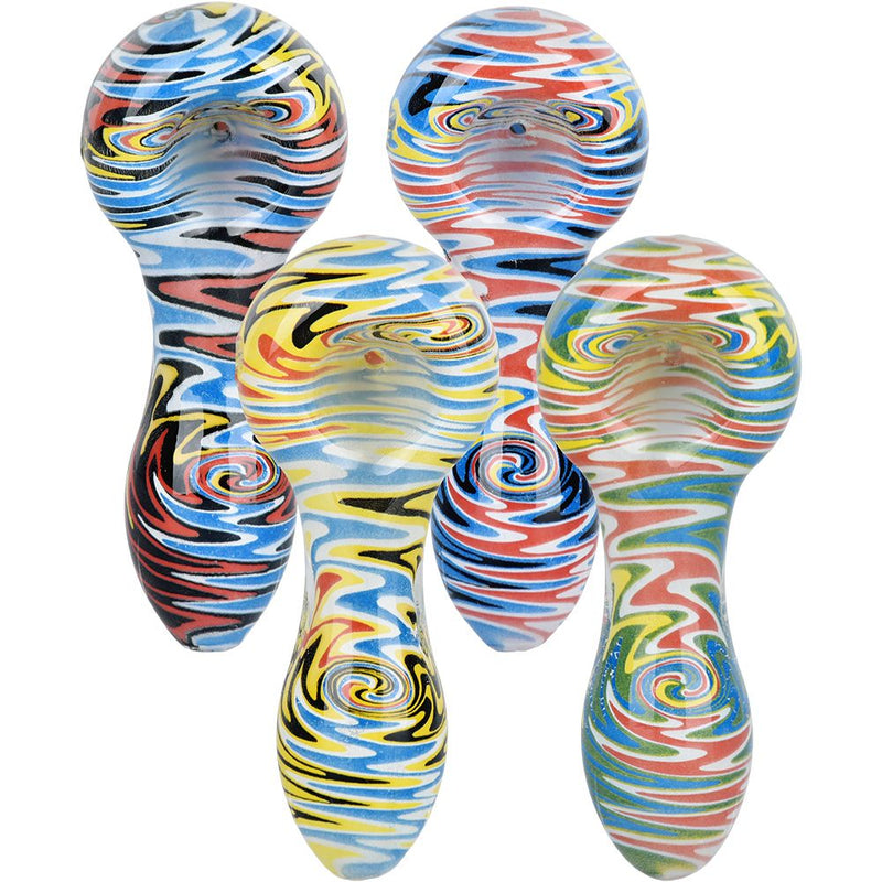 Wig Wag Colorful Print Glass Hand Pipe - 3.75" / Colors Vary