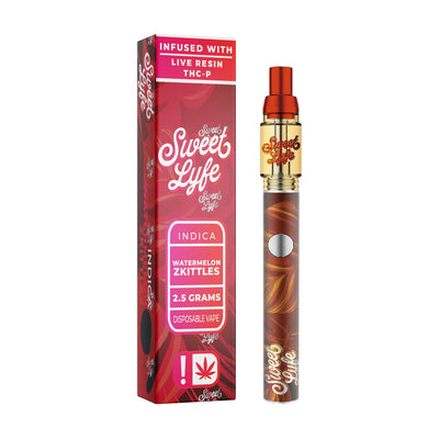 Sweet Lyfe Disposable Vape 2.5ml w Live Resin Delta + THCP - Watermelon Zkittlez - Indica - Headshop.com