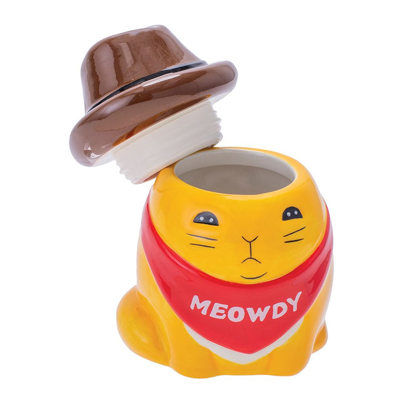 Fujima Meowdy Cat Cowboy Ceramic Stash Jar - 4.5" - Headshop.com