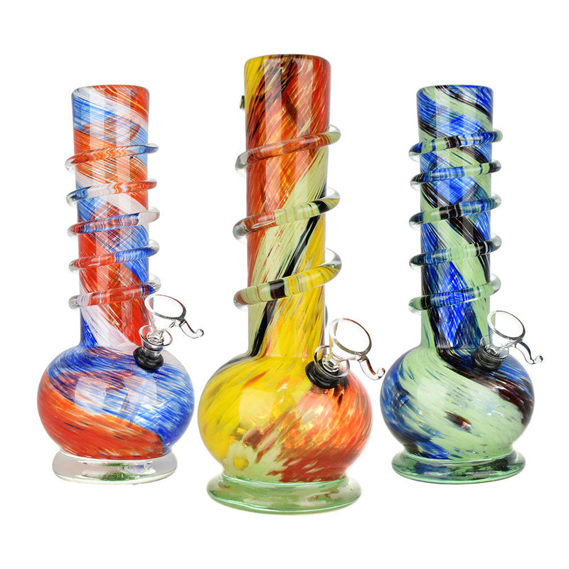 Spherical Swirl Soft Glass Water Pipe - 9.75" / Colors Vary - Headshop.com