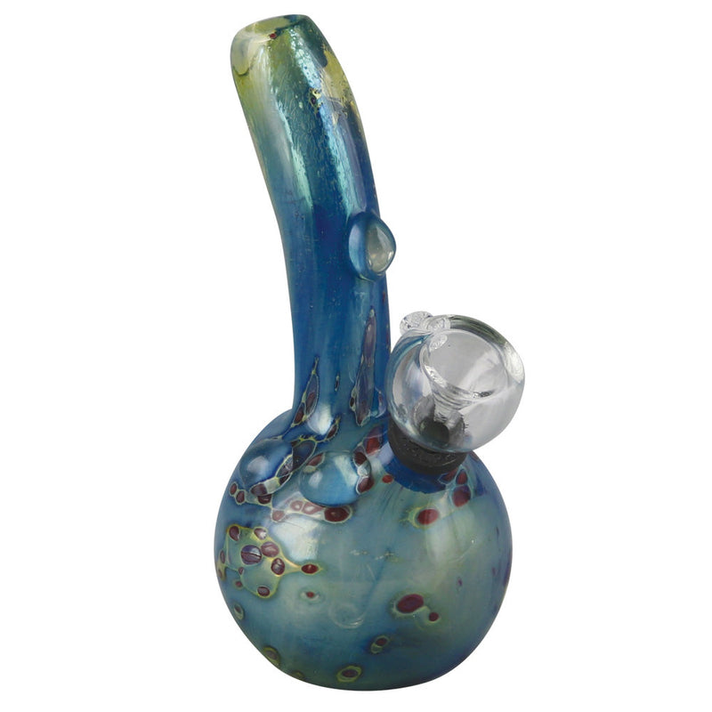 Double Glass Water Pipe- 5.25" / Grommet / Blue w/ Red Spots - Headshop.com