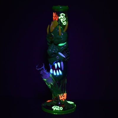 420 Dragon Glow In Dark Tube Water Pipe - 11.8" / 14mm F - Headshop.com