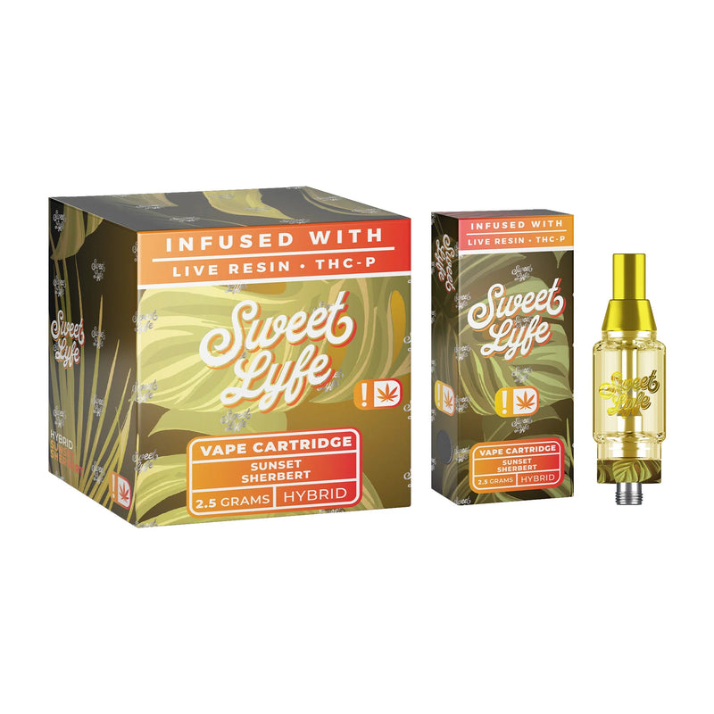 Sweet Lyfe Vape Cartridges 2.5ml  w Live Resin Delta + THCP - Sunset Sherbert - Indica - Headshop.com