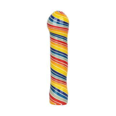 Rainbow Spirals Glass Chillum - 3.5" - Headshop.com