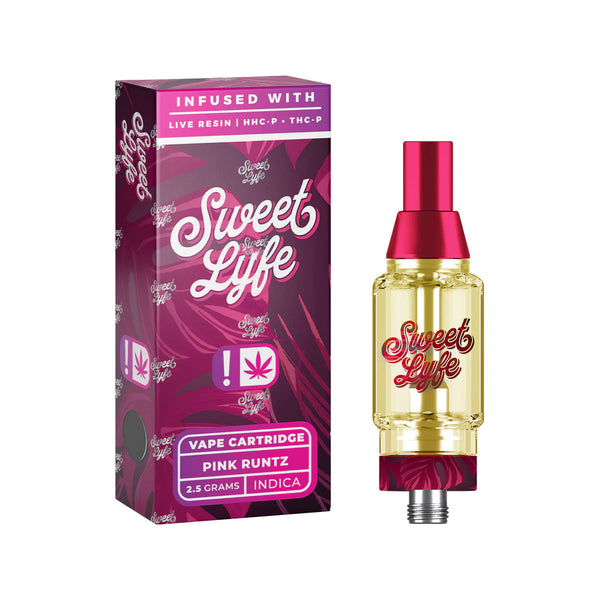 Sweet Lyfe 2.5ml Vape Cartridges Infused with Live Resin HHC-P+THC-P - Pink Runtz - Indica