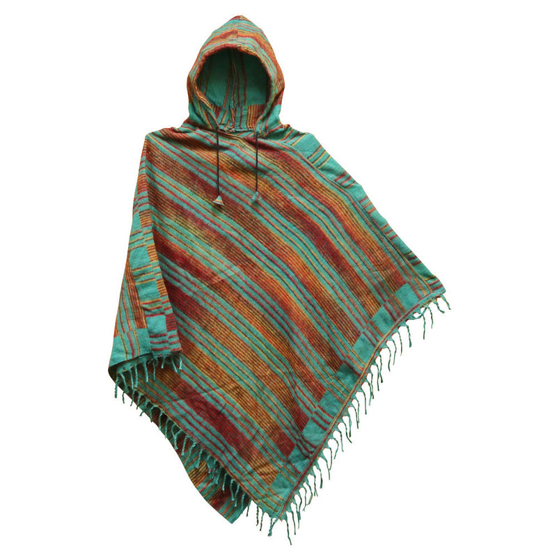 Striped Viscose Poncho - 45"/Colors Vary - Headshop.com