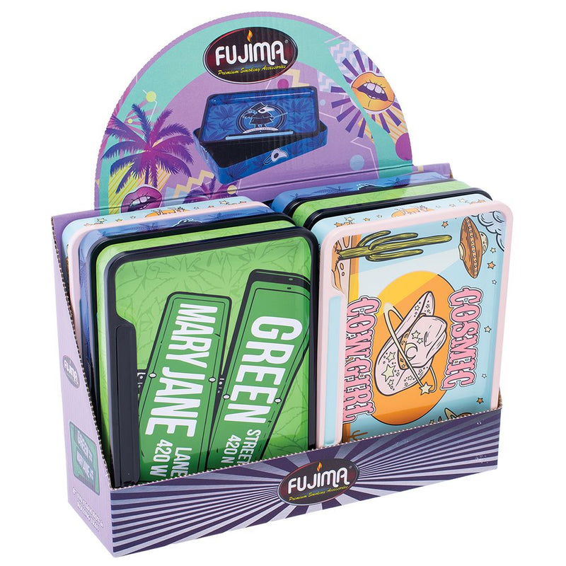 6CT DISPLAY - Fujima Rolling Tray Stash Box - Trendy Assortment / 8"x5.75" - Headshop.com